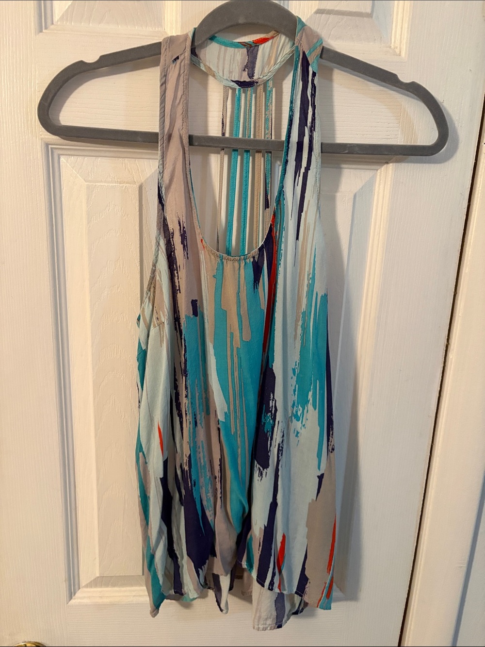 Hang Ten Abstract Racerback Tank - Teal, Navy & Gray